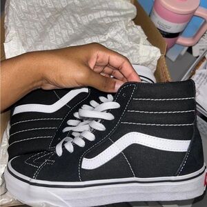 Vans Kids Black and White High-Top Sneakers